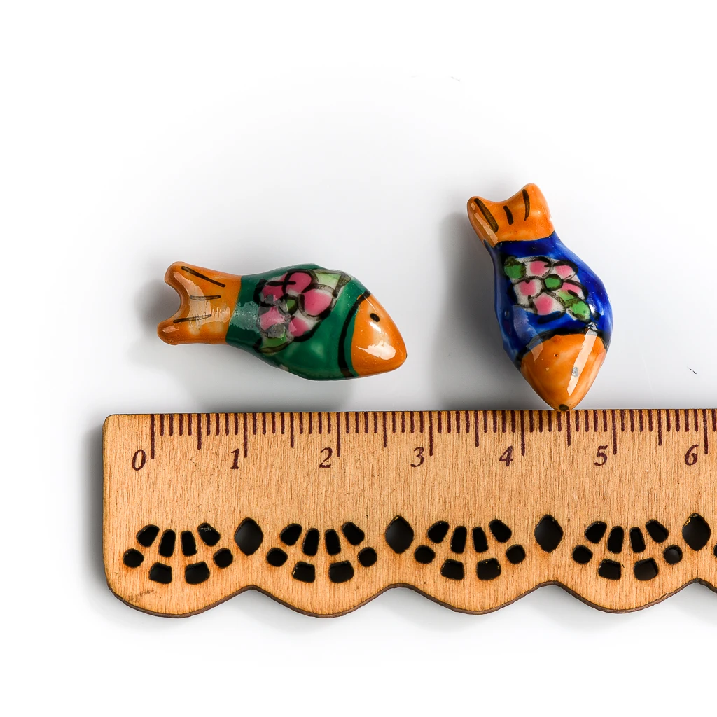 5pcs Hand Painted Fish Flower Ceramic Beads Tulip Porcelain  DIY Accessories For Jewelry Making Wholesale #XN581