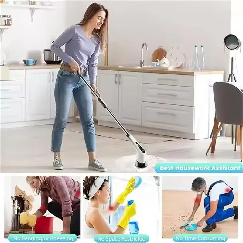 New 2025 electric rotary washer cordless cleaning brush with adjustable handle cleaning brush