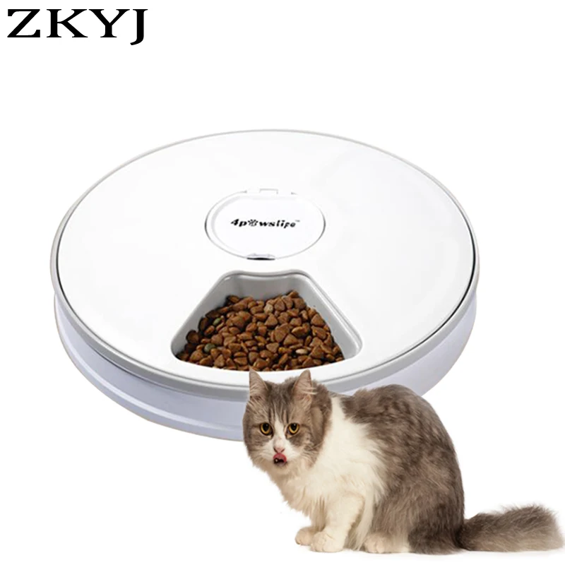 

Automatic Slow Pet Feeder Timing Feeder 6 Meals 6 Grids Cat Dog Electric Dry Food Dispenser Dish Feed 24 Hour Timer Pet Supplies