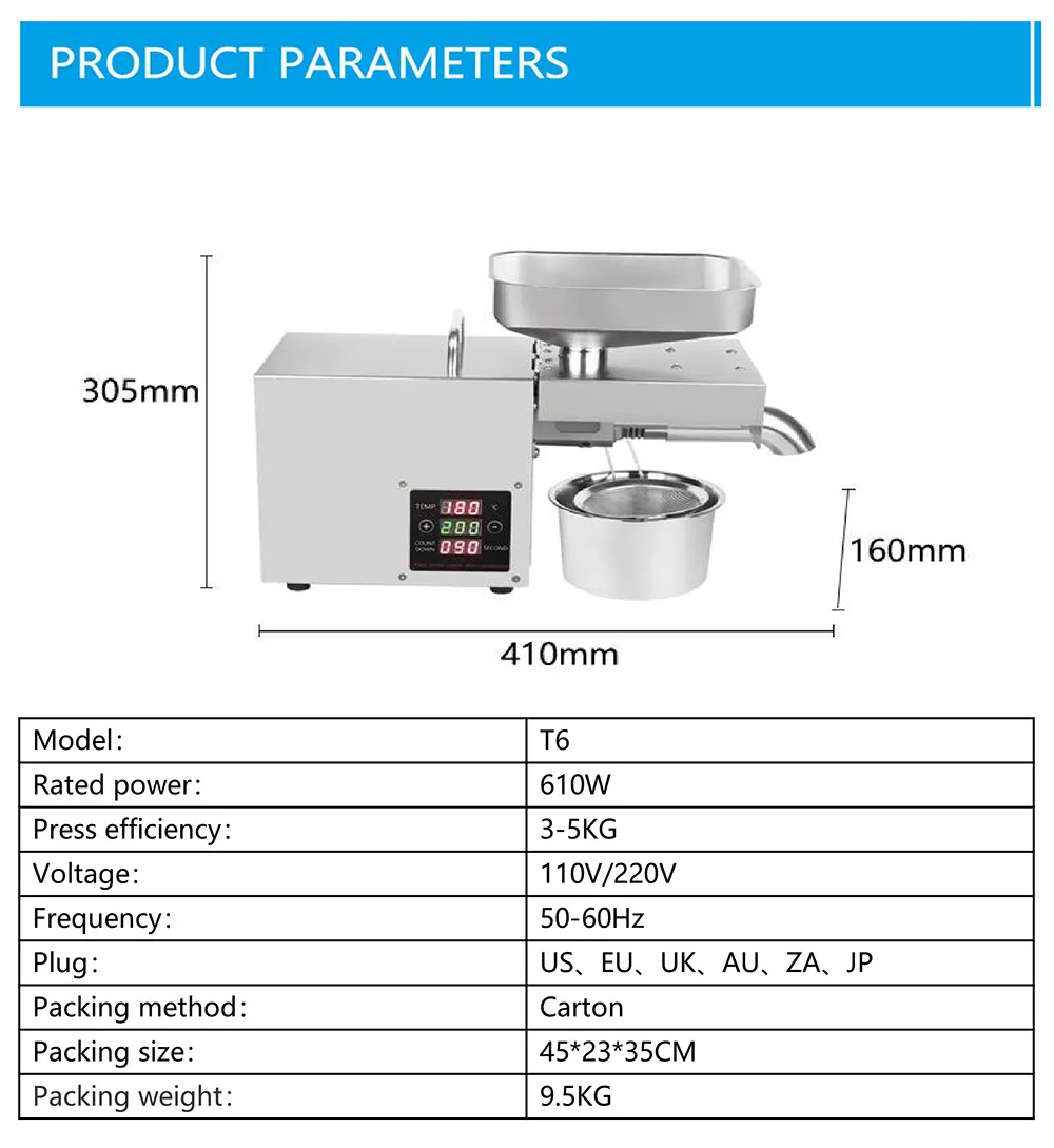 TEBAK Competitive Price Sesame Food Oil Extruding Machine For Small Business