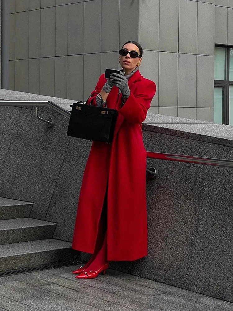 Allingentle Loose Red Big Collar Cardigan Coat Women's Blazer Women Long Jacket Dress for Cocktail Party Outfits Customize