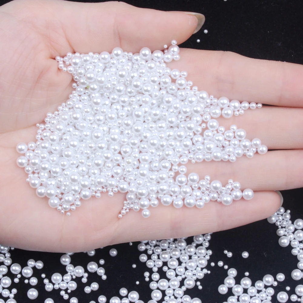 

New White Ivory 1mm-12mm High Bright ABS No Hole Round Faux Pearls Loose Charms Bead For DIY Vases Filler Jewelry Making