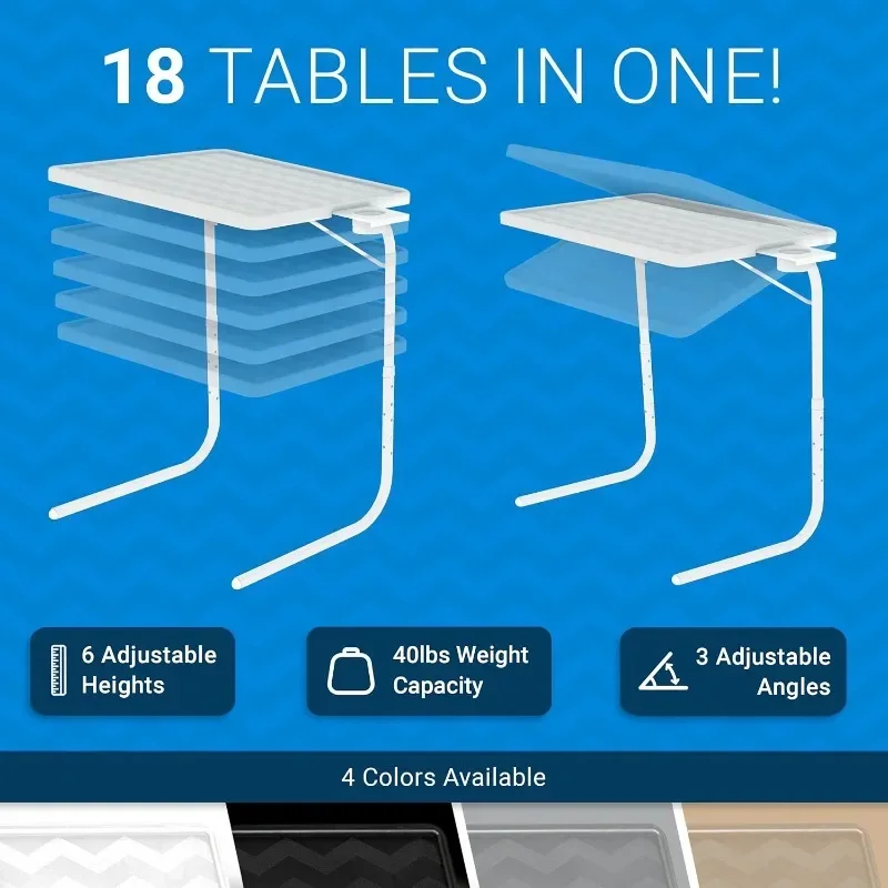 Table Mate II TV Tray - Folding Dining Table, Sofa Tray for Snacking, Stowable Laptop Stand, Adjustable Portable Bed, Cup Holder