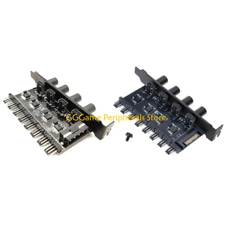 U55B 4Knob Cooling Fan Speed Controller 8 Channels Fan Hub for CPU Case HDD VGA PWM Fan PCI Bracket 12V Fan Controller