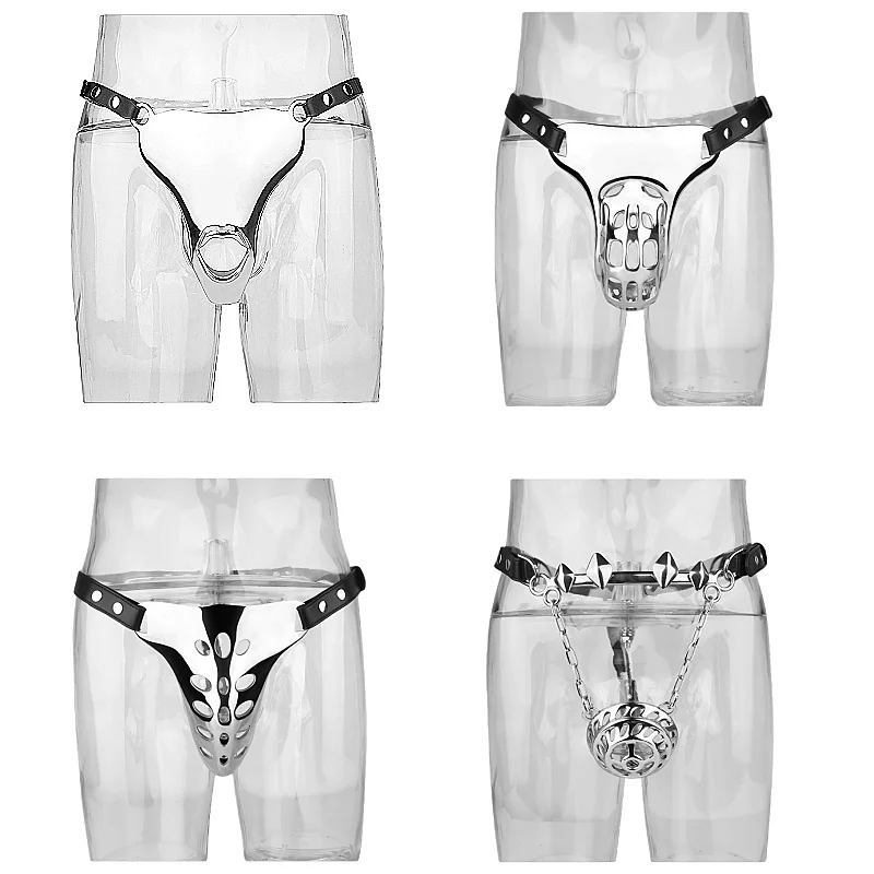 Secure Male Chastity Pants with Adjustable Leather Harness Bdsm Bondage Costumes for Men Prostate Massager Erotic Sex Toys