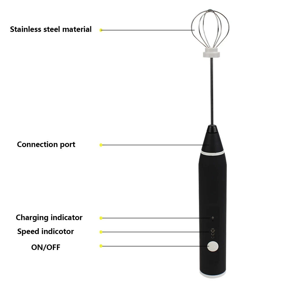 مضرب البيض الكهربائي، رغوة الحليب المحمولة، ماكينة القهوة المشروبات القابلة لإعادة الشحن بثلاث سرعات، ماكينة كريم المربى، خلاط المطبخ