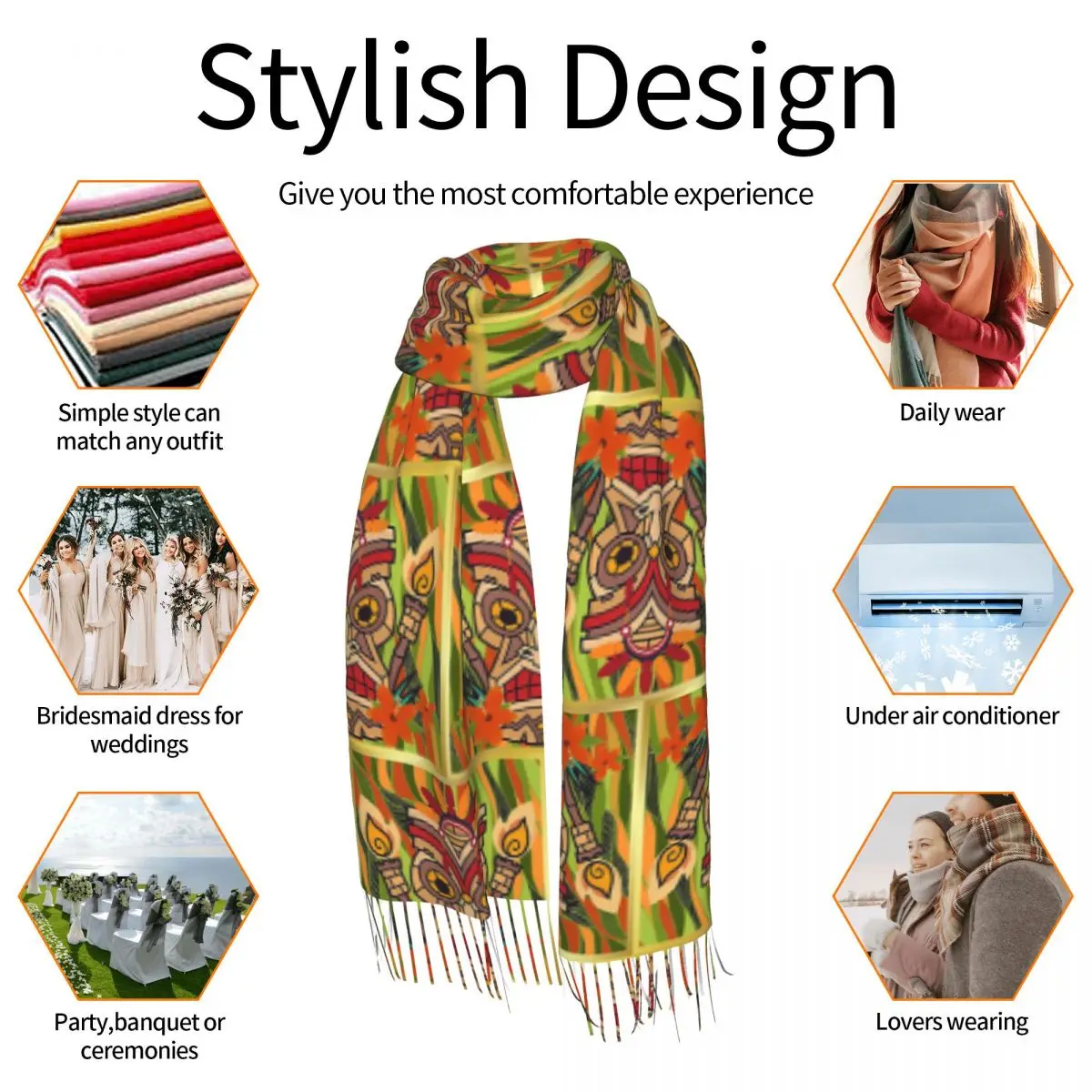 الطواطم العرقية من الهنود تيكي وشاح شرابة الأوشحة النساء شالات دافئة لينة ويلتف كبير الخريف الشتاء شال التفاف