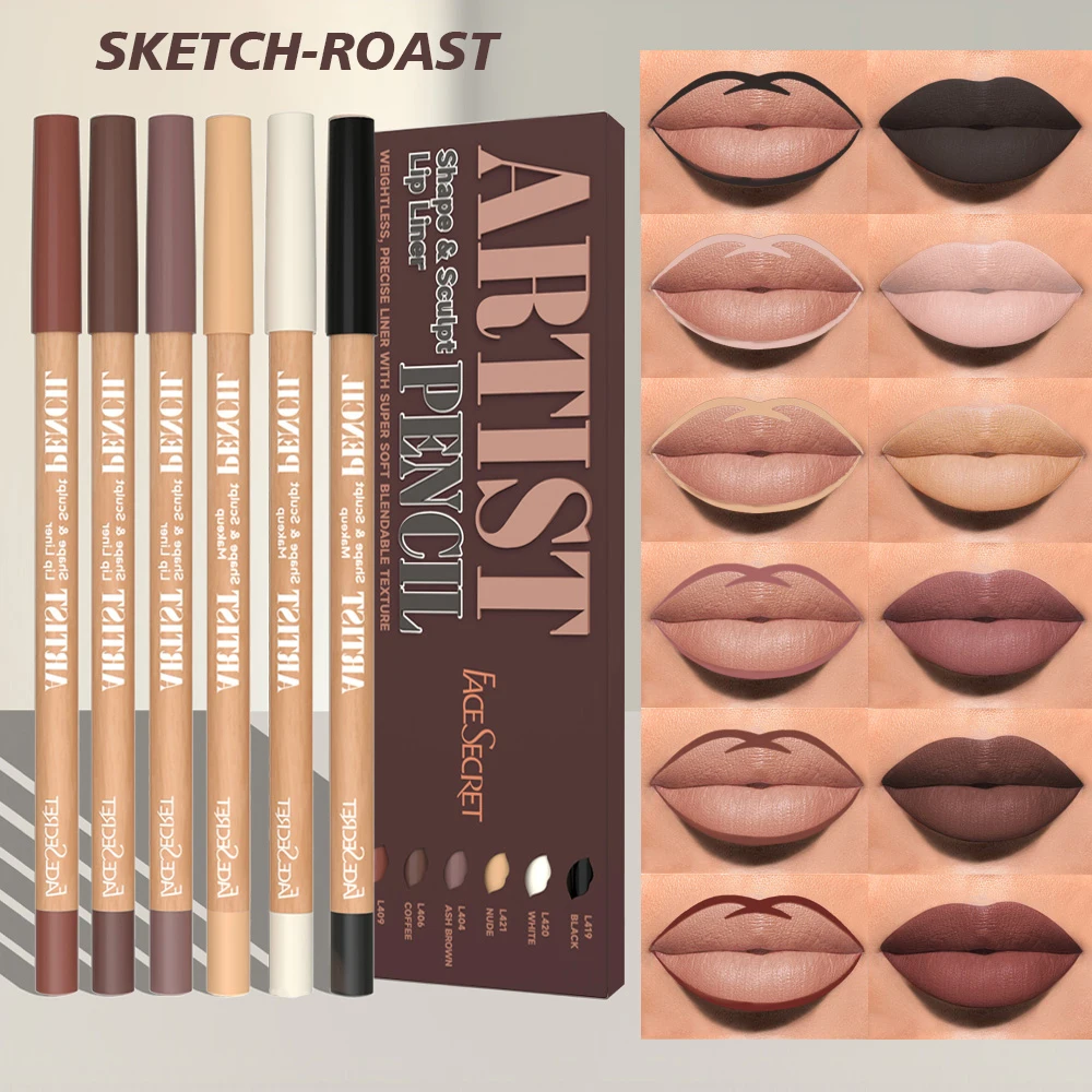 6 pezzi penna per labbra 6 colori impermeabile e resistente al sudore non facile da sbiadire tazza antiaderente set di matite per rossetto nudo