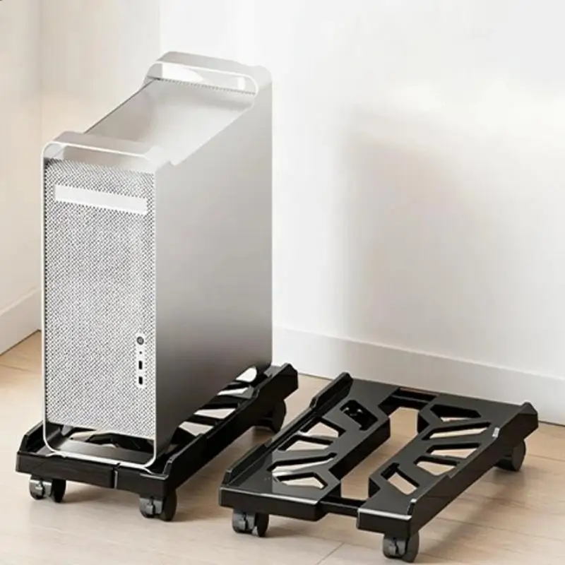 Adjustable Computer Tower Stand With Smooth Rolling Wheels Sturdy Structure For Home Office Gaming Workspace