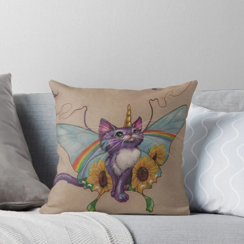 

Yes Kitty, it really is all Rainbows and Unicorns Throw Pillow Pillowcases For Pillows Sofa Cushions pillow