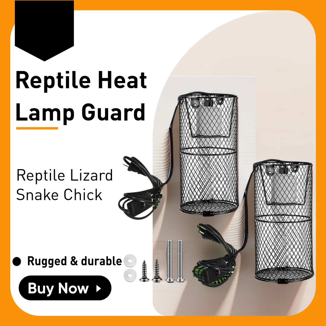 Reptile Heat Lamp Guard Anti Scald Heating Lamp Holder Mesh Cage  Protection for Reptile Lizard Snake Chick Bulb Not Included