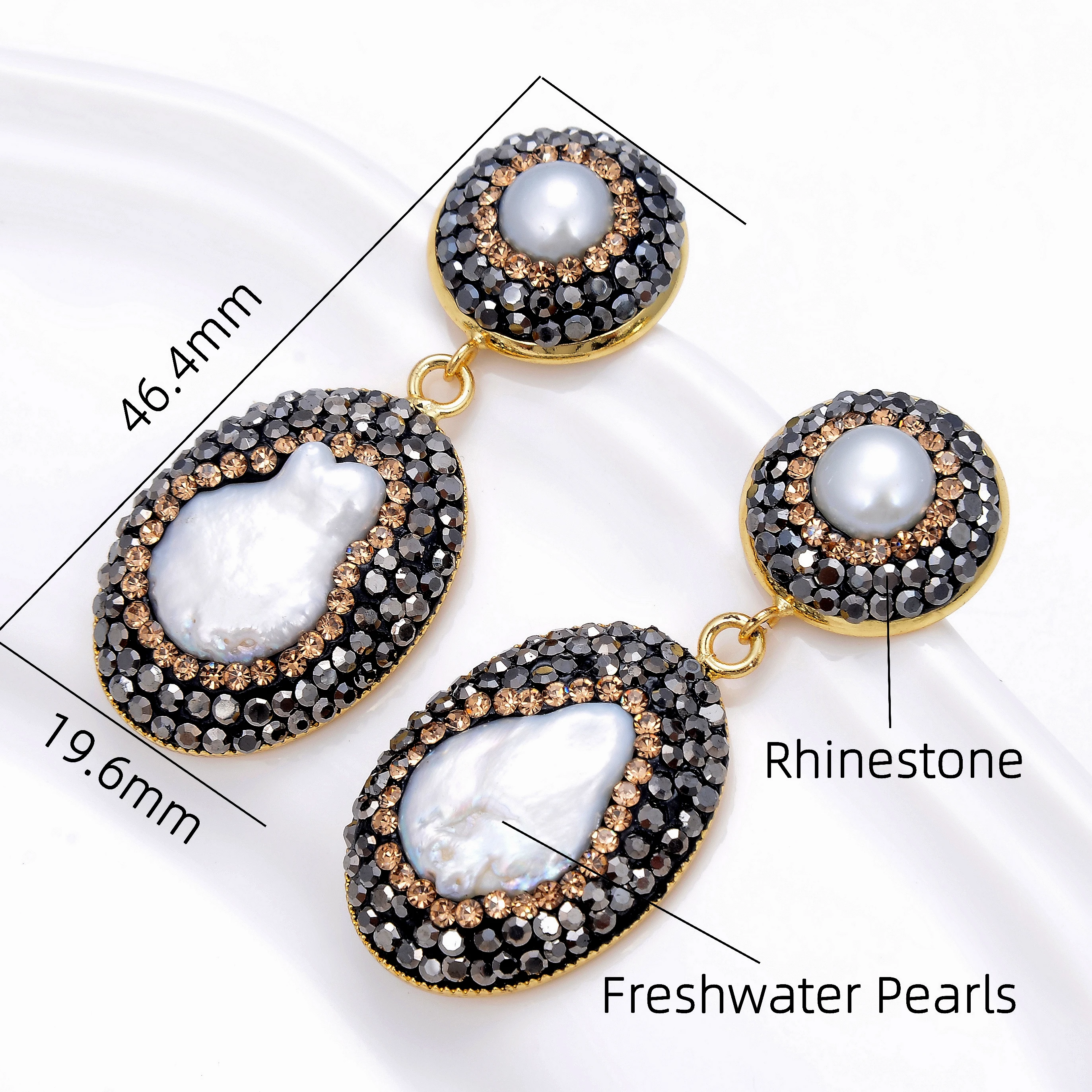 Bohemia Natural Freshwater Pearl Stud Earrings Rhinestone Inlay Fashionable Earring for Women Earring Jewelry Wholesale