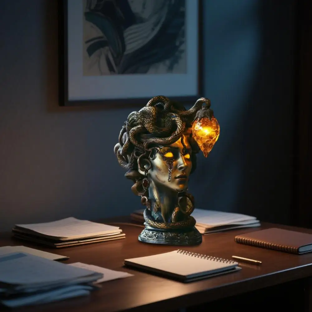 Zestaw lamp biurkowych LED z motywem Gorgon Retro Mythology, lampka nocna do sypialni, dekoracyjne siostry, kolekcja, oświetlenie stołu