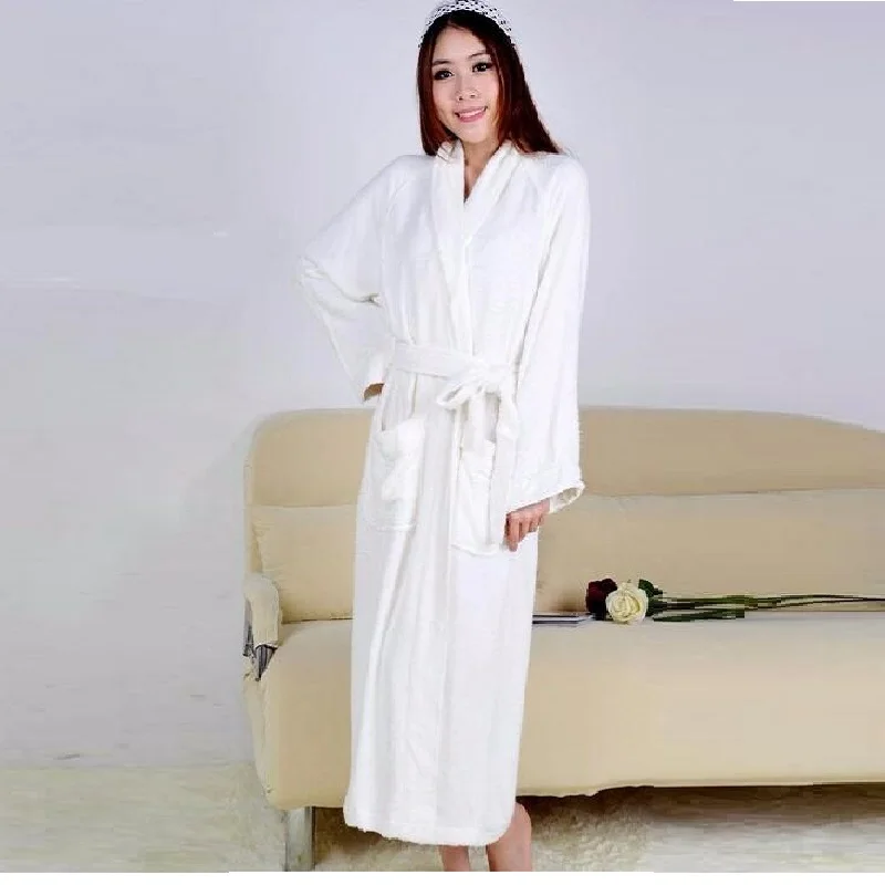 2022spring Autumn Winter Thick Bamboo Fiber Plain Color Bathrobes Robe Unisex Long-sleeve Bathrobe Plus Size Pijamas Anti-virus