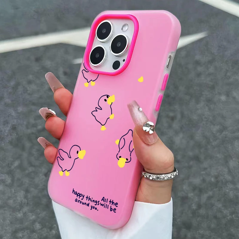Hollow-out Little Duck Pattern Phone Case for Samsung Galaxy S26 S25 S24 S23 S22 Ultra FE Plus A56 A55 A54 A37 A36 A35 A34 Cover