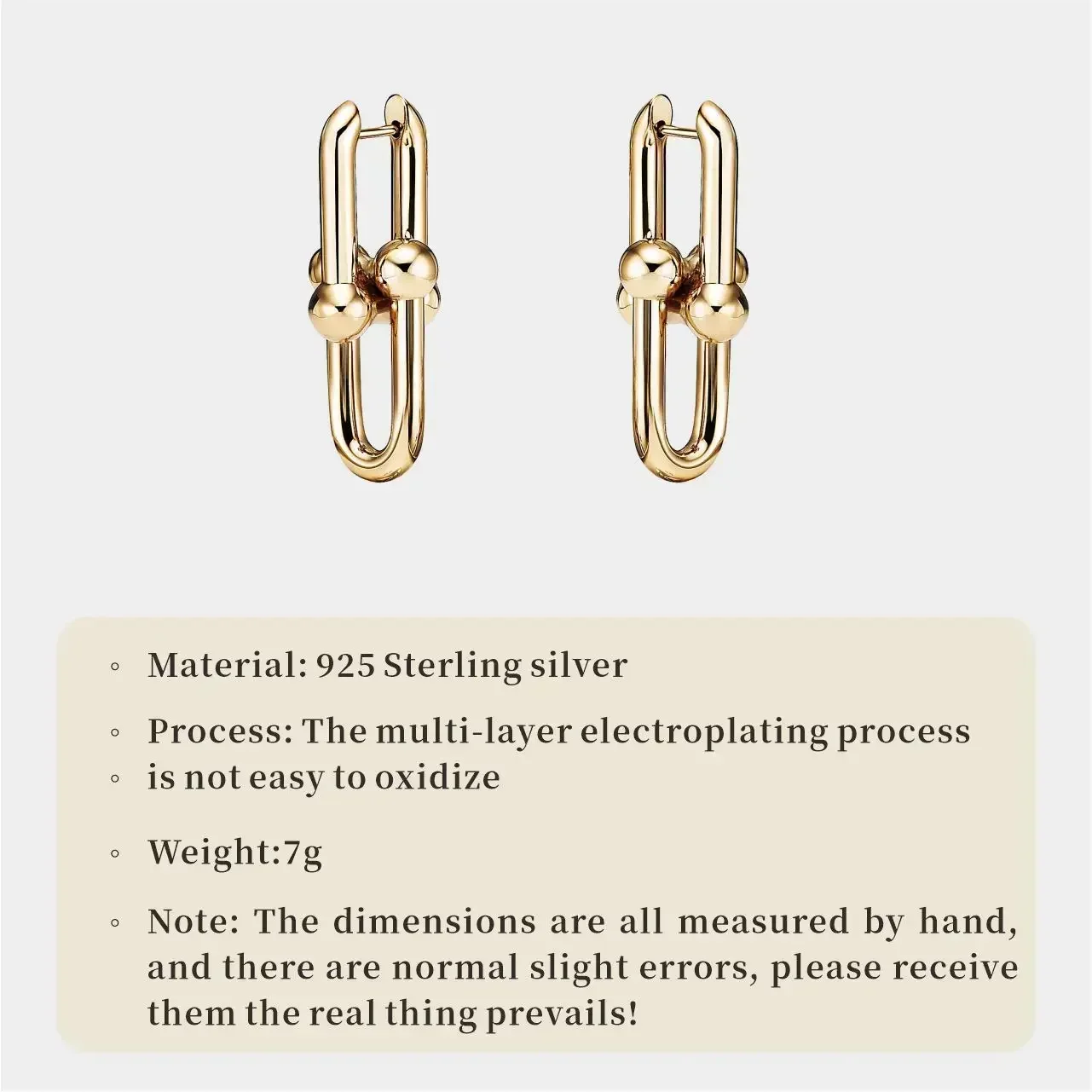 Sterling Silver S925 U-Shaped Horseshoe Buckle Chain Earrings with Women's Earrings New Fashion Women's Accessories Wedding