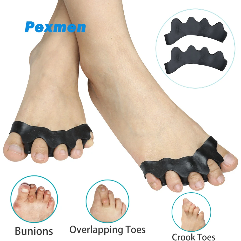 Pexmen 2Pcs Gel Toe Separator Soft Toe Spacer for Men and Women Bunions Corrector Correct Restore Toes to Their Original Shape