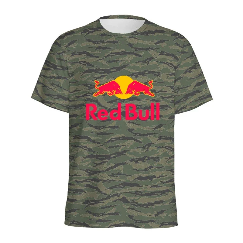 Red Bull Camouflage 3D Printed T-Shirt Men's Camouflage Graphic T-Shirt Street Style Tops Short Sleeve Summer Loose Fit T-Shirt