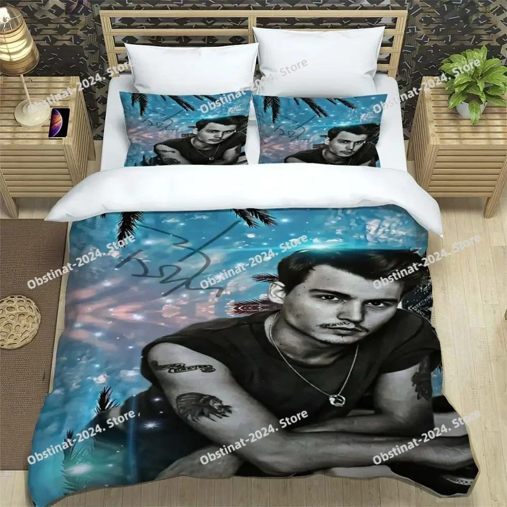 Johnny Depp Pattern Two or Three Piece Bedding Set Fashion Article Children or Adults for Beds Quilt Covers With Pillowcases