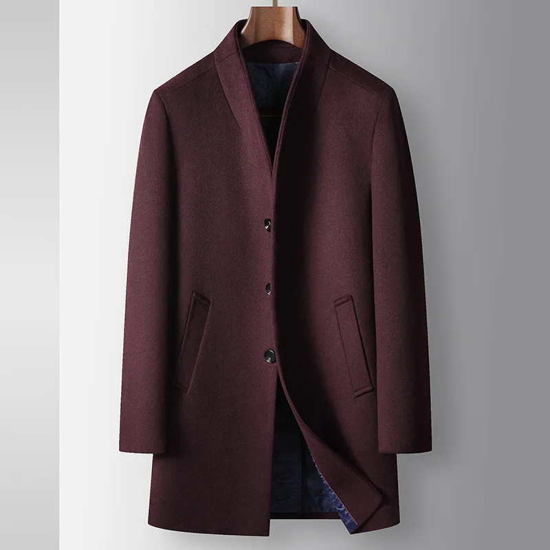 New Winter Men Stand Collar Business Trench Coats Casual Long Jackets Male Cashmere Overcoats Man Woolen Blends Coats Size 6XL