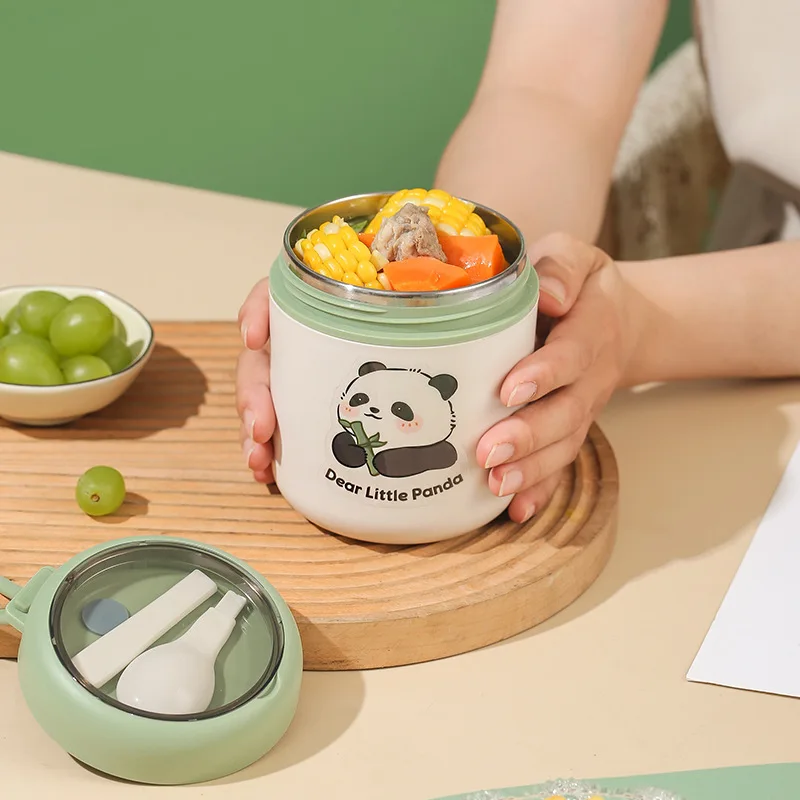 530ml Stainless Steel Lunch Box Cute Rabbit Bear Food Thermal Jar Insulated Soup Cup Container Bento Box For School Children