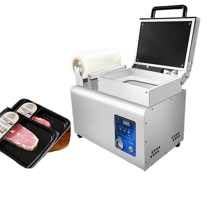 

Vacuum body packaging machine Commercial automatic steak salmon meat seafood fresh-keeping packaging laminating and locking mach