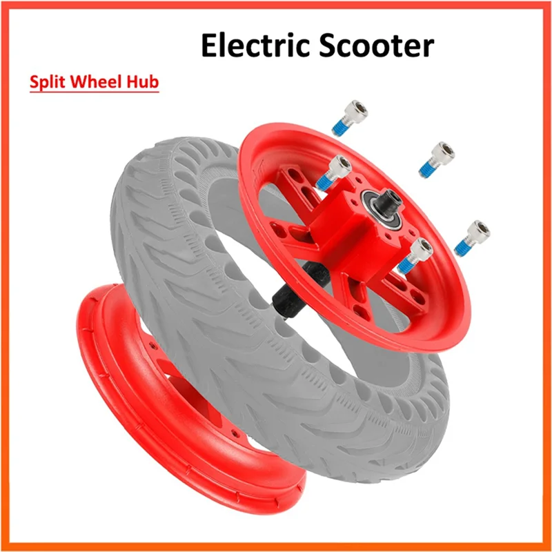 ABKV-For Pro/Pro2 8.5Inch Electric Scooter Split Wheel Hub Aluminum Alloy Rear Wheel Rims Solid Tire Scooter,Black