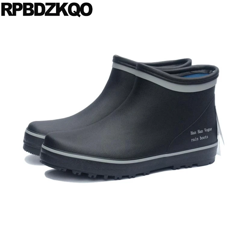 Shoes Couple Booties Boots Flats Pvc 46 Walking Slip On Men Letter Big Size Fishing Rainboots Rain Women Ankle Waterproof Rubber