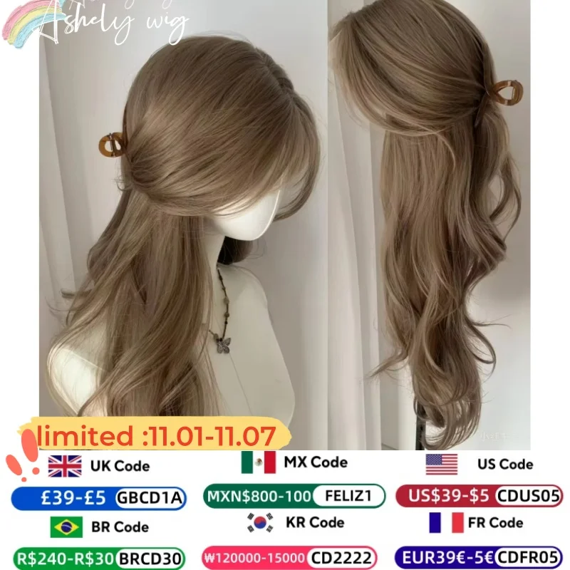 

Light Brown Wig for Women Long Wavy Hair Synthetic Wig for Daily Life Cosplay Lolita Heat Resistant Headband Wigs