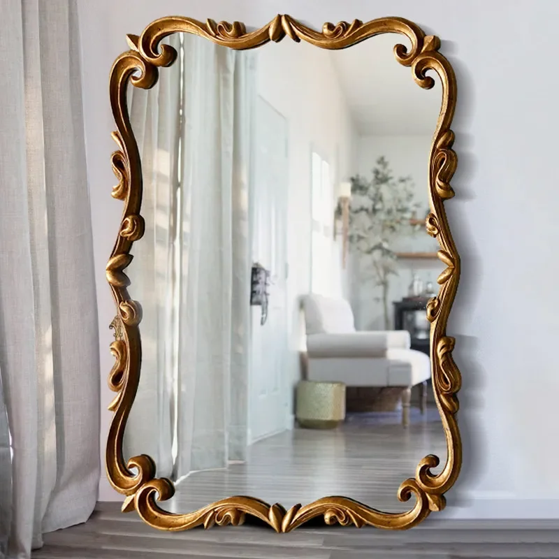 European retro full-length mirror French dressing art floor mirror Wave large mirror