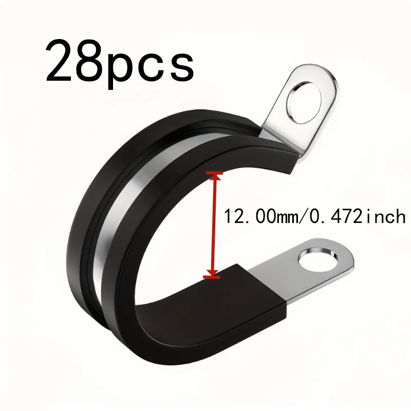 Rubber Cushion Liner Rubber Lined Cushion Clamps 28 pcs M12, perfect for Automotive Tubing Repair, Vibration Dampening