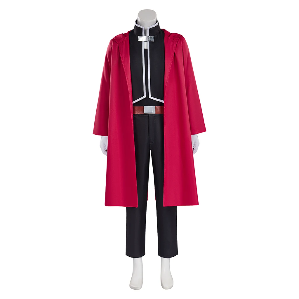 

Edward Elric Cosplay Costume Ed Hooded Trench Coat Black Top Pants Full Set Adult Men's Halloween Carnival Outfits Costume