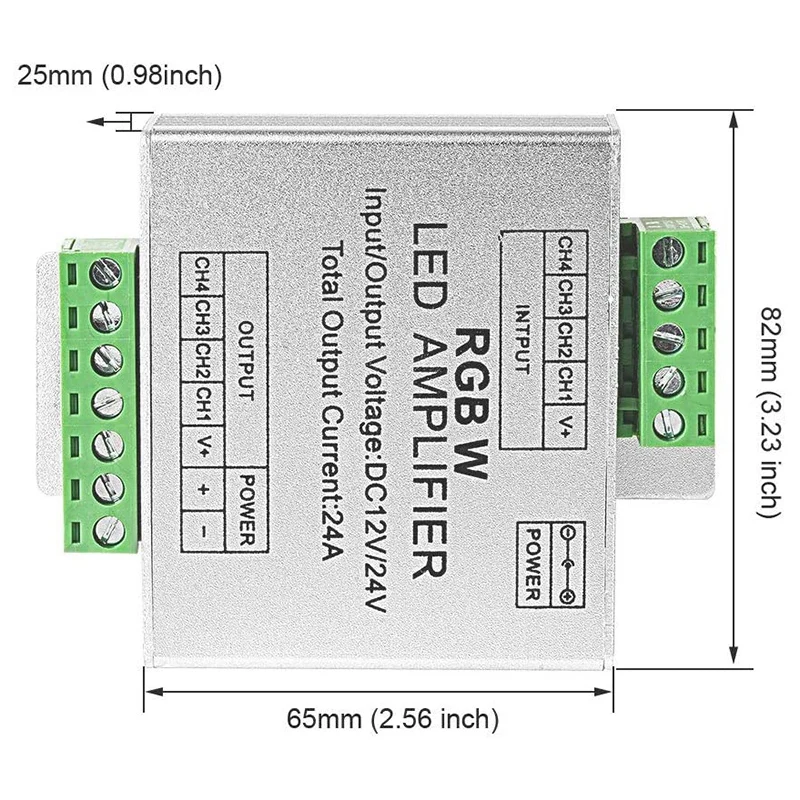 RGB/RGBW 5050 Strip LED Amplifier Controller bekerja dengan 4Pin/5Pin DC12V/DC24V 5050SMD LED Strip