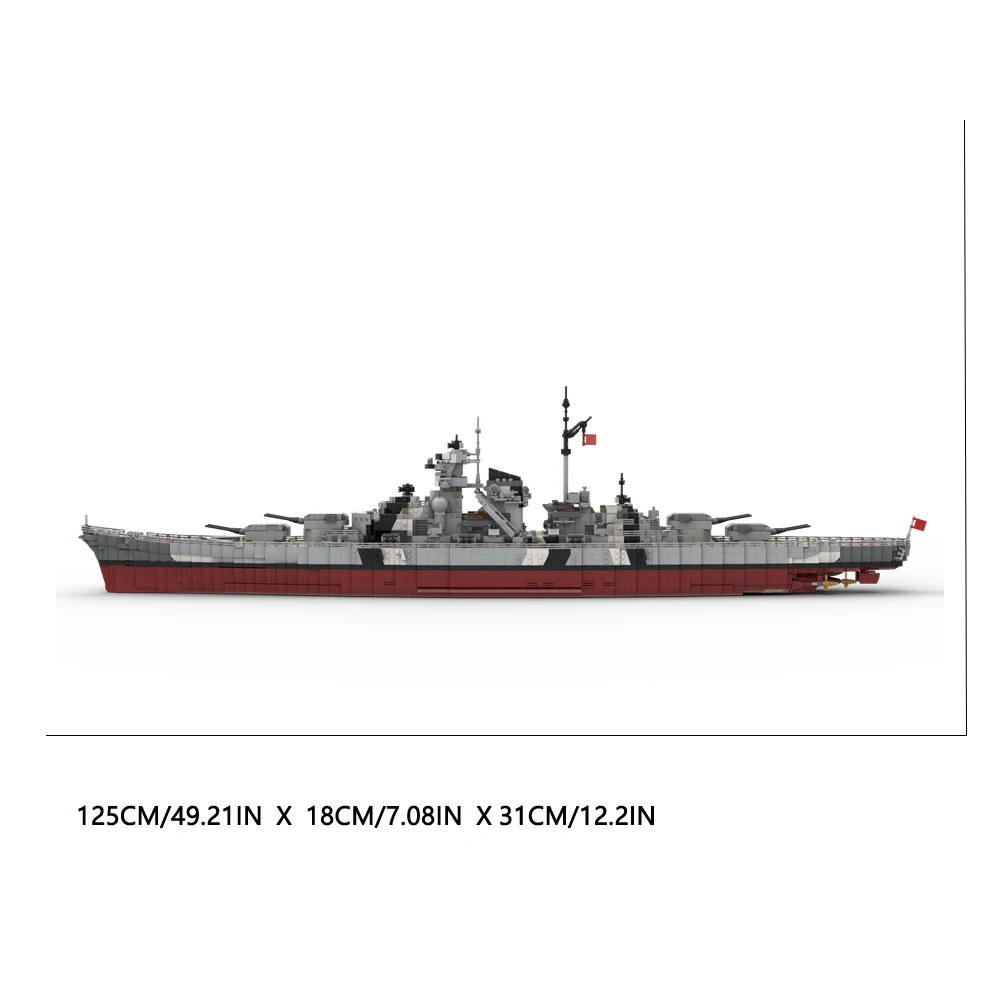 7164PCS Germany Bismarck Large Battleship Building Blocks DIY Military Hobbies Assembling Model Toy Brick Memorial Display Gift