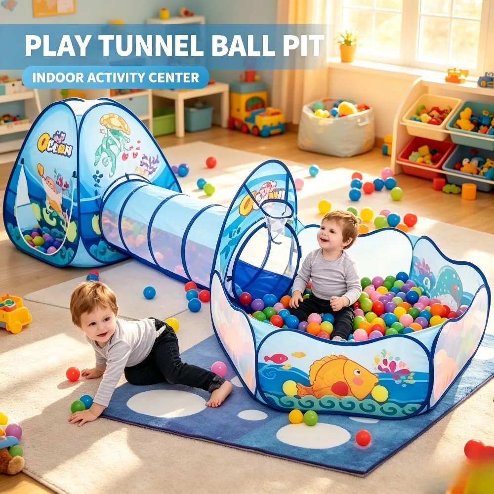 Kids Ball Pool Baby Playpen Portable Tent Crawling Tunnel Indoor Outdoor Playground Toy Balloon Pool Kids Gift