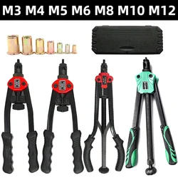 Rivet Nut Gun Tool Hand Threaded Manual Rivete for Metric M3 M4 M5 M6 M8 M10 M12 Nut Insert Riveter Pliers Quick Install Machine