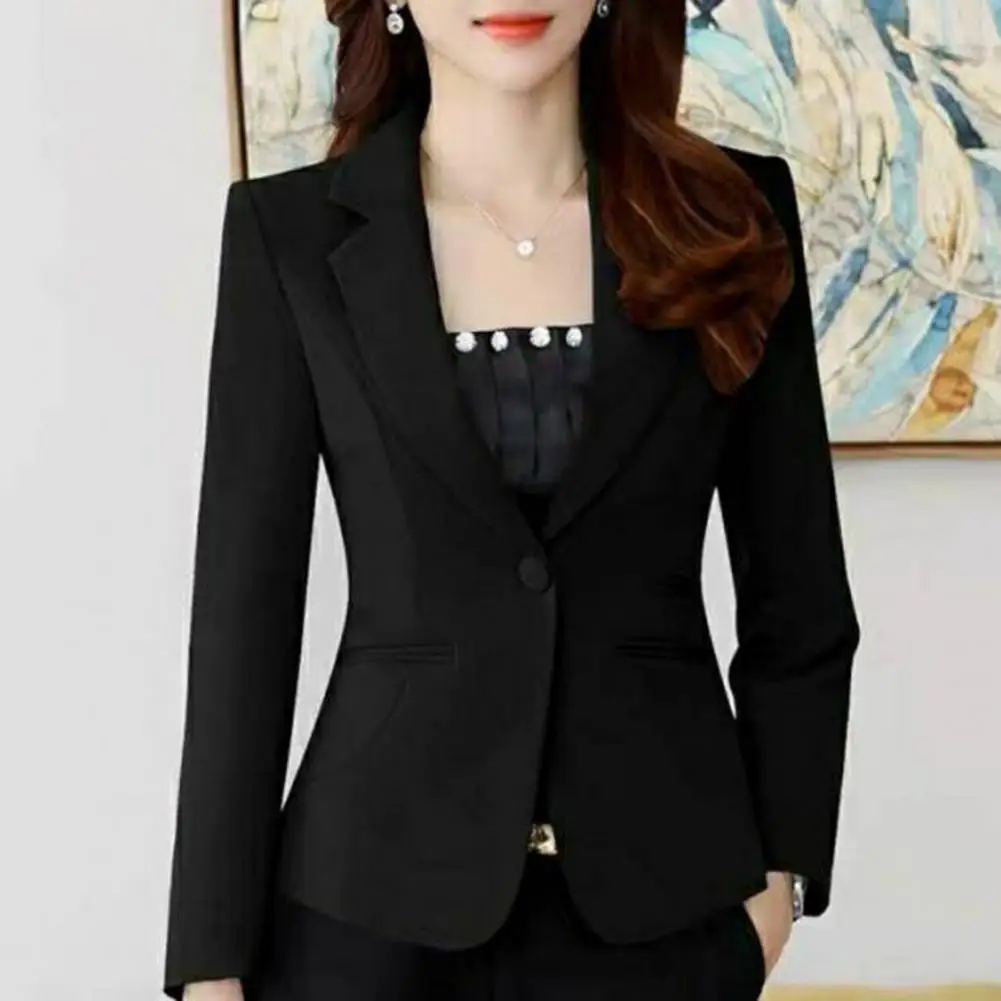 Blazer lengan panjang wanita, Blazer mantel lurus musim semi