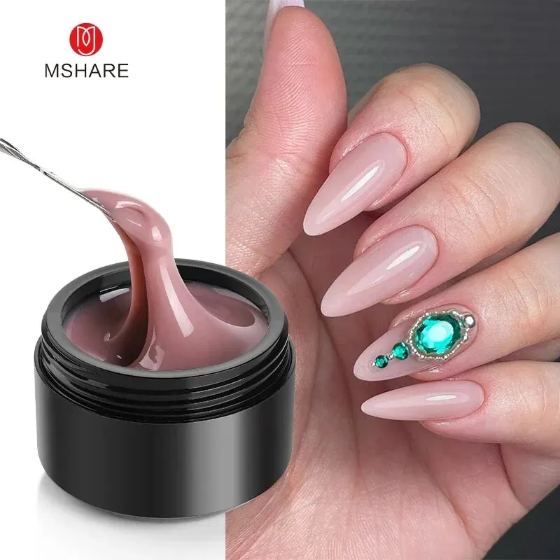 MSHARE 50ml Baby Pink Builder Nails Gel Hema Tpo Free Gel Nail Construction Self Leveling Gel for Nail Extension UV Led image 3