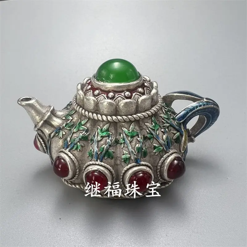 Retro Tibetan bamboo leaves Teapot Ornament Decoration Tea Pet Figurines Desk Decor Accessories