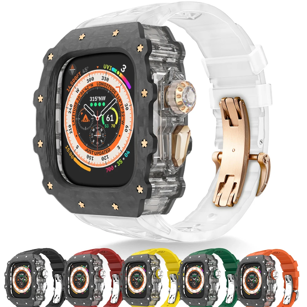 �y�Z�[�����zApple Watch Ultra 3 49mm�p�����J�[�{���t�@�C�o�[�P�[�X�����L�b�g�AIwatch 9 8 7 6 SE 5 4 44mm 45mm�Ή����o�[�X�g���b�v�t��