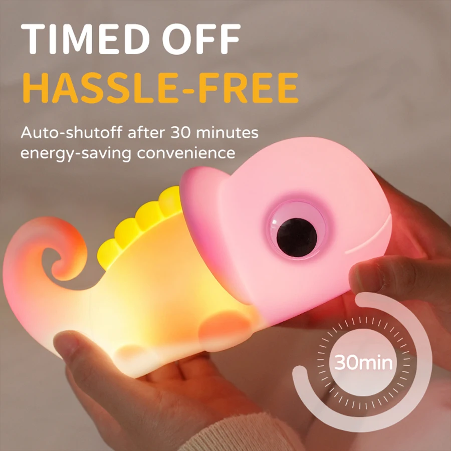 Cute Chameleon Night Light USB Rechargeable Silicone Lamp for Eye Protection and Soft Glow, Room Decor for Kids Reading Lamp