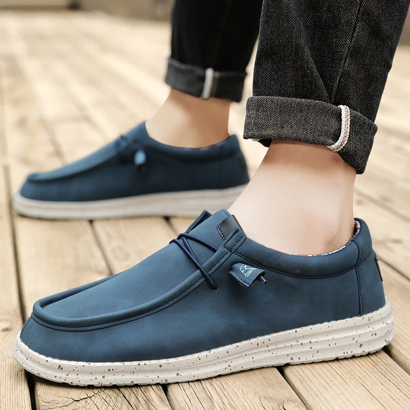 Tênis de direção plana casual masculino, sapatos de barco leve, mocassins de lona respirável, plus size 39-48, ao ar livre