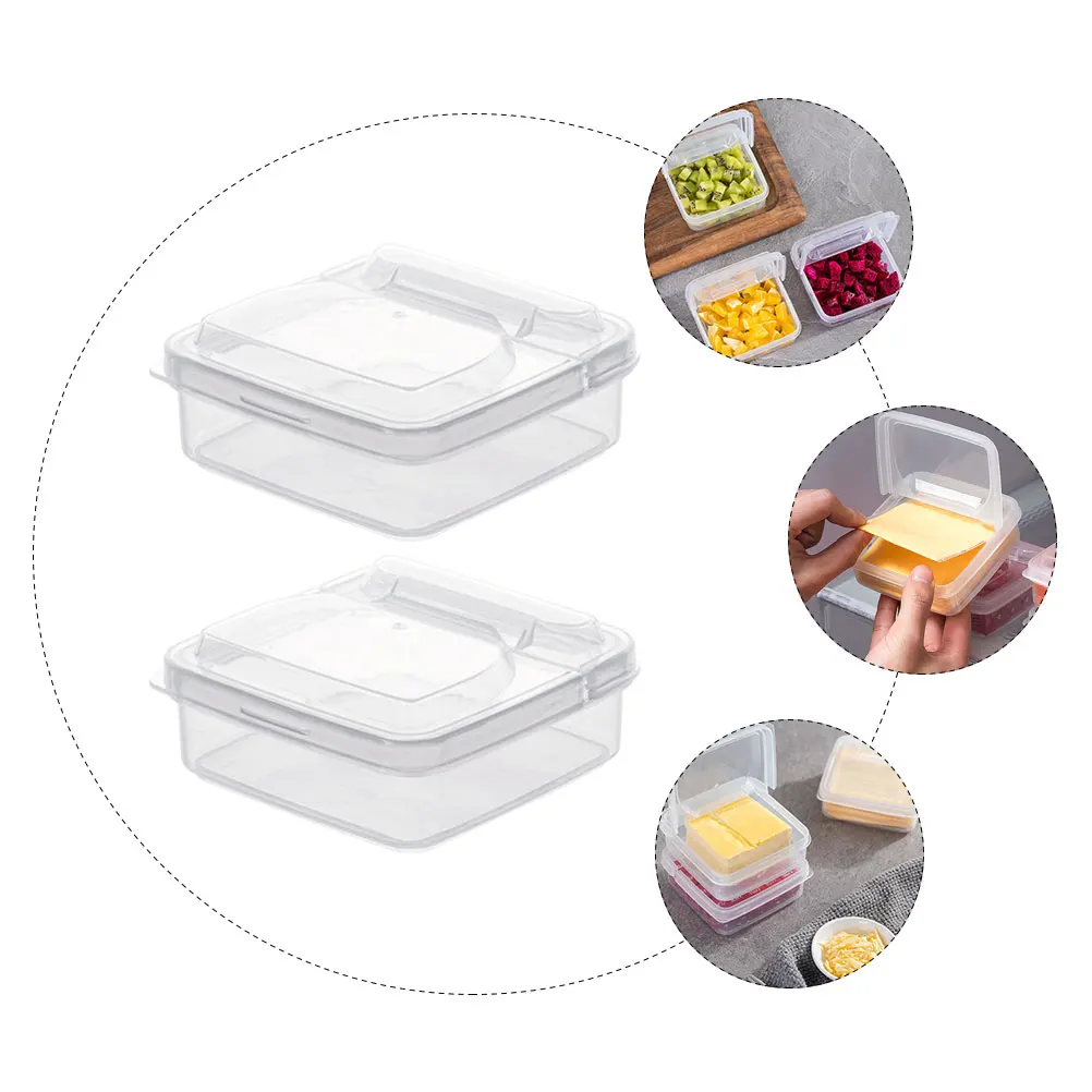 

2Pcs Cheese Storage Containers Healthy Material PP Lid Design Refrigerator Packing Cases Fruit Preservation Boxes Household
