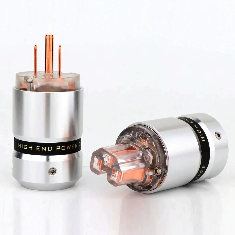 Red Pure Copper US Plug American AC Power Plug Aluminum alloy Connector For Audio DIY Power Cable Power Mains Connector