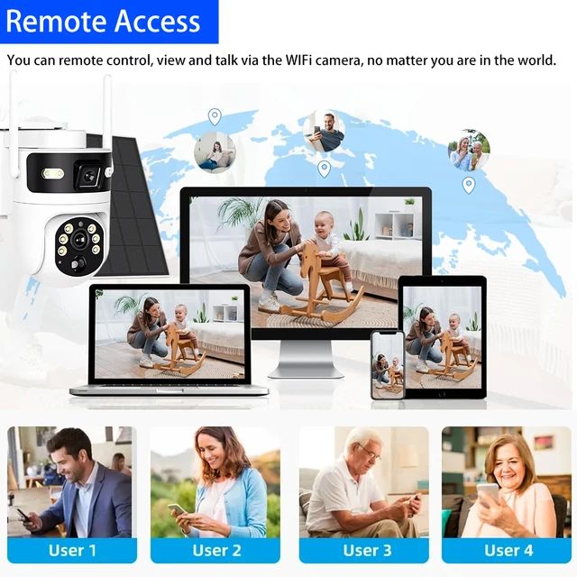 8MP 4K 4G SIM Card PTZ IP Camera Record Built-in Battery Dual Lens Solar Outdoor Camera Solar Panel P2P ICam365 PIR Detection 5