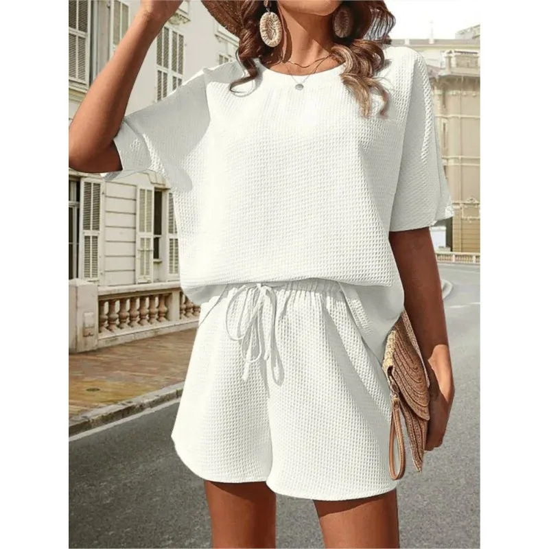 

2024 New Bat T Shirt With Shorts 2 Piece Sets Summer Fashion Women Outfits Short Sleeve Casual Solid Color Foreign Style Sets