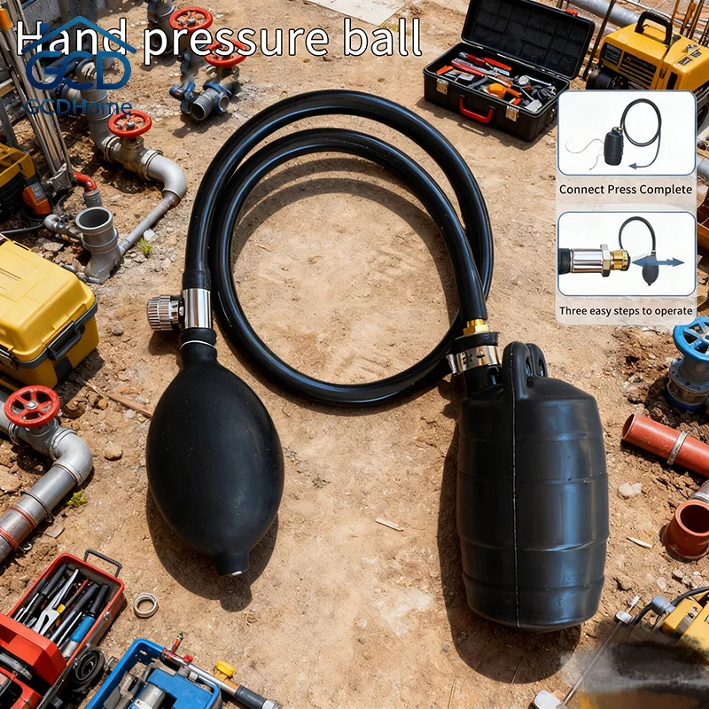 Pipe Natural Rubber Drain Air Bag Inflatable Bung Stop Plug Block Hand-operated Gasbag DN 100/75/50mm