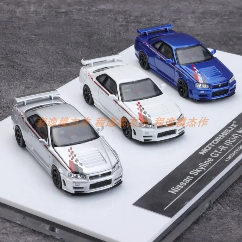 MH 1/64 Skyline GTR R34 APAxpo Legering Motorvoertuig Speelgoed spuitgieten Metalen Model Collectie Jongen Kerstcadeaus