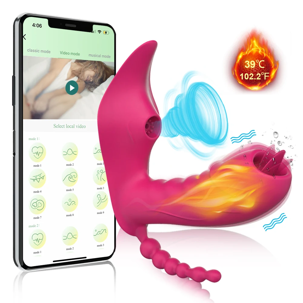 Bluetooth APP Control Dildo Vibrator for Women Panties with Heating 3 in1 Clitoris Stimulator G Spot Massager Sex Toys for Adult