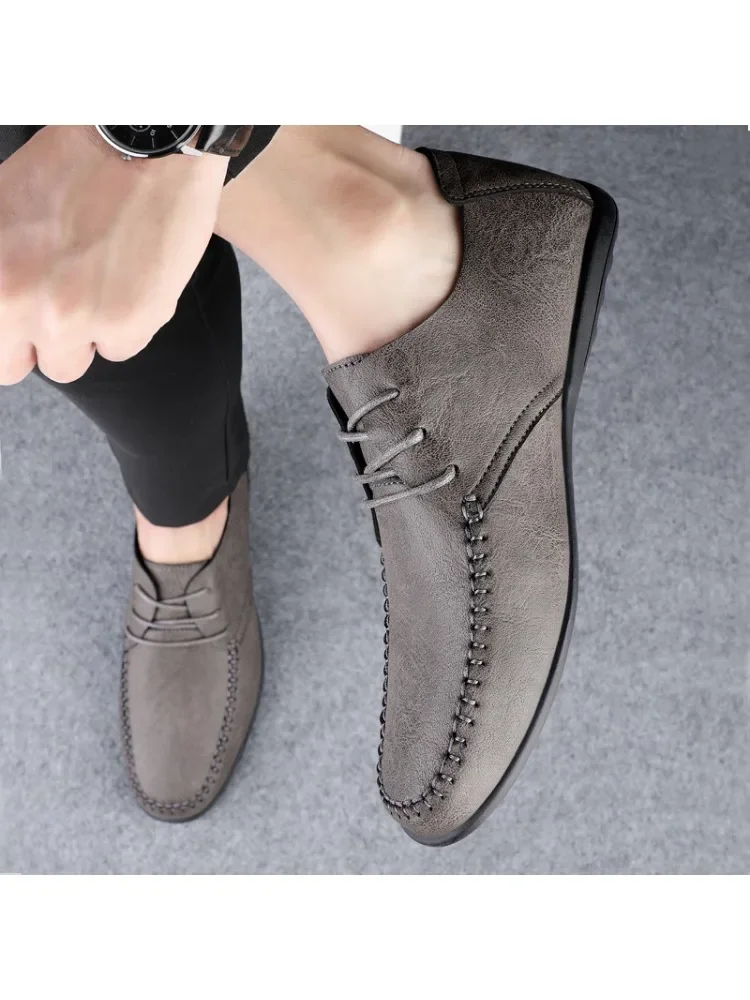 2024 New Soft-bottomed Business Small Leather Shoes for Men,Fashion Belted Trendy Young Casual Shoes,Classic Moccasin Loafers